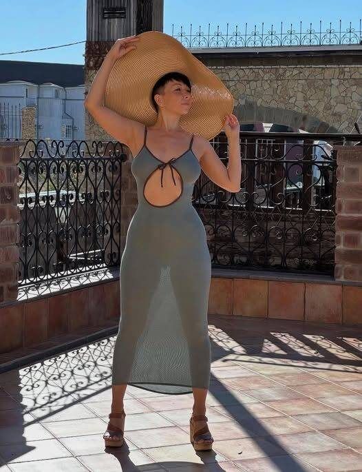 The separation between a womans legs means that she is!