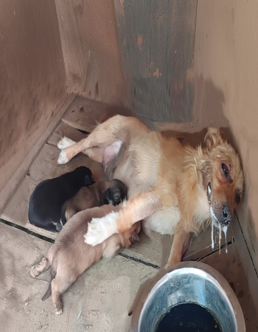 Mother Dog’s Desperate Crawl: Poisoned After Birth, She Begged for Her Puppies’ Lives